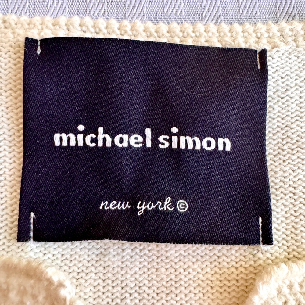 Michael Simon New York Rare Sample Dog Applique Art to Wear Cardigan Red White - Picture 2 of 16